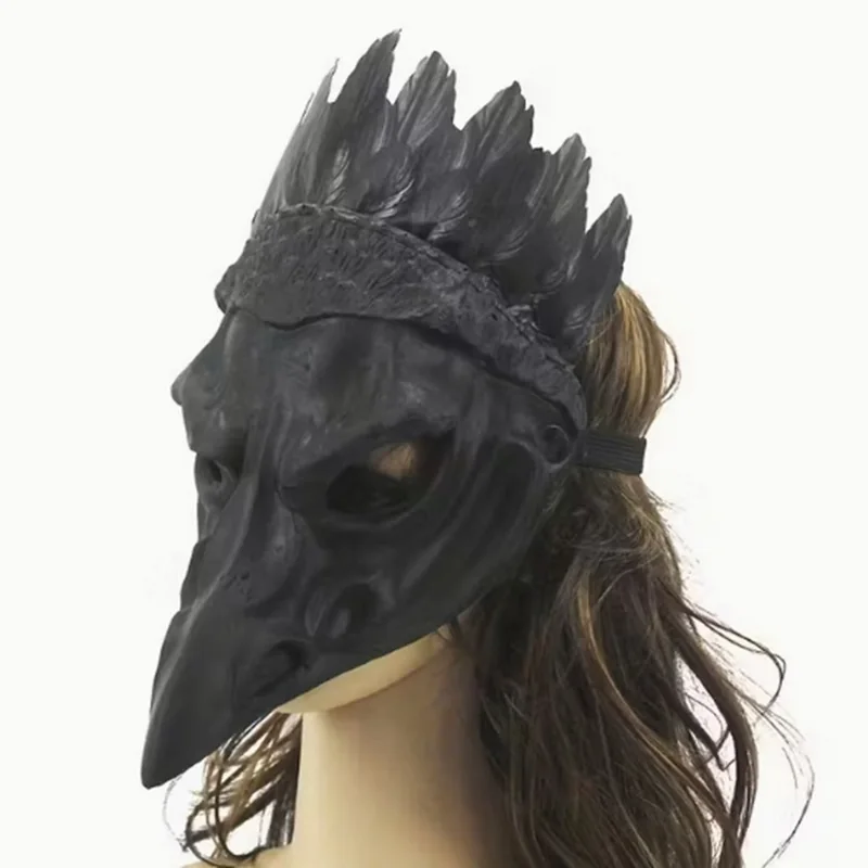 Black raven-inspired feather mask