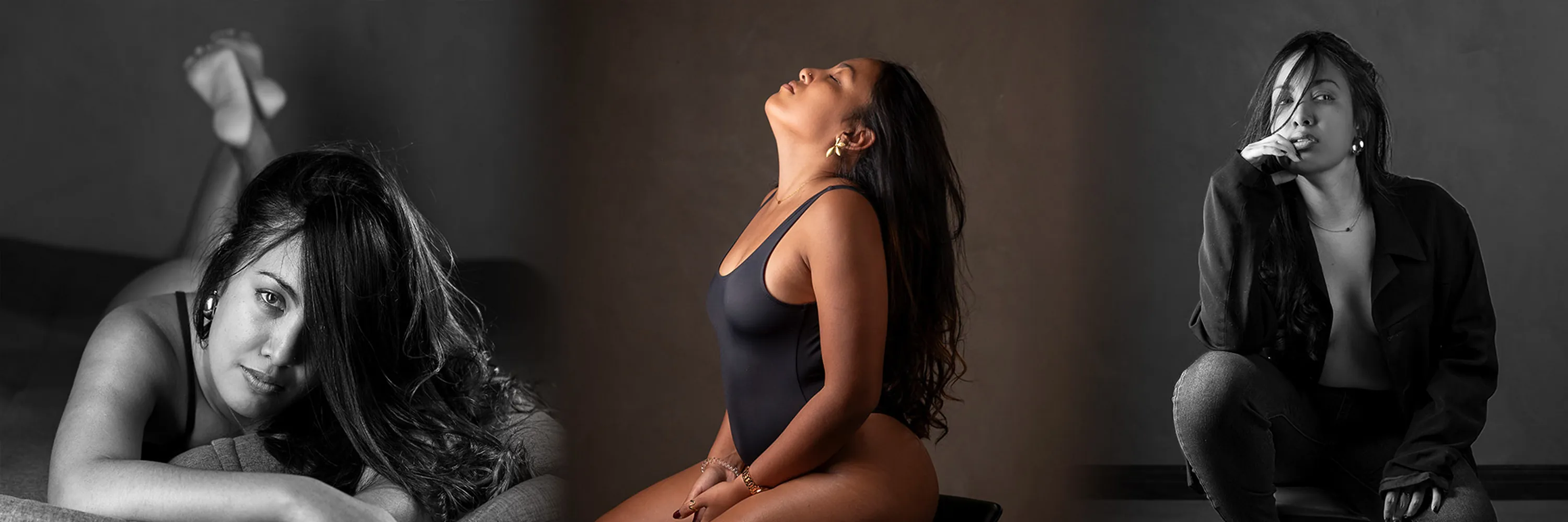 Creative intimate portrait produced during a studio photography collaboration