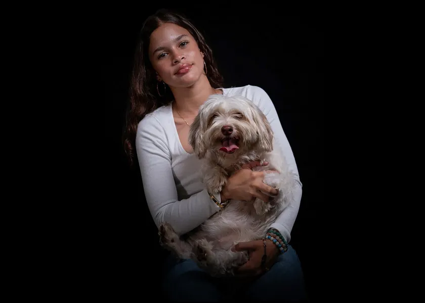 Calm studio pet portrait photographed in Mauritius
